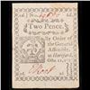 Image 2 : Connecticut Colonial Currency October 11th, 1777 2 Pence (2p) Fr-CT214 Slash Cancelled Blue Counterf