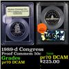 Image 1 : 1989-s Congress Modern Commem Half Dollar 50c Graded ms70, Perfection BY USCG (fc)