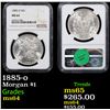 Image 1 : NGC 1885-o Morgan Dollar $1 Graded ms64 By NGC