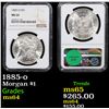 Image 1 : NGC 1885-o Morgan Dollar $1 Graded ms64 By NGC