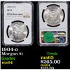 Image 1 : NGC 1904-o Morgan Dollar $1 Graded ms64 By NGC