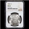 Image 2 : NGC 1884-p Morgan Dollar $1 Graded ms63 By NGC