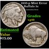 Image 1 : 1935-p Buffalo Nickel Mint Error 5c Grades vg+