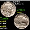 Image 1 : 1936-p Buffalo Nickel 5c Grades Select+ Unc