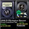 Image 1 : Proof 1996-S Olympics Soccer Modern Commem Half Dollar 50c Graded GEM++ Proof Deep Cameo BY USCG