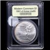 Image 2 : 1991-d Korean War Modern Commem Dollar $1 Graded Gem+++++ Unc BY USCG