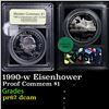 Image 1 : Proof 1990-w Eisenhower Modern Commem Dollar $1 Graded GEM++ Proof Deep Cameo BY USCG