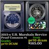 Image 1 : Proof 2015-s U.S. Marshals Service Modern Commem Dollar $1 Graded GEM++ Proof Deep Cameo BY USCG