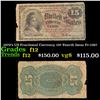 Image 1 : 1870's US Fractional Currency 15¢ Fourth Issue Fr-1267 Grades f, fine