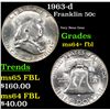 Image 1 : 1963-d Franklin Half Dollar 50c Grades Choice Unc+ FBL