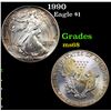 1990 Silver Eagle Dollar $1 Grades GEM+++ Unc