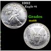 1992 Silver Eagle Dollar $1 Grades GEM+++ Unc