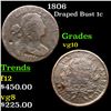Image 1 : 1806 Draped Bust Large Cent 1c Grades vg+
