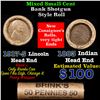 Image 1 : Mixed small cents 1c orig shotgun roll, 1917-s Wheat Cent, 1883 Indian Cent other end, brinks Wrappe