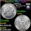 Image 1 : ***Auction Highlight*** 1893-p Morgan Dollar $1 Graded Select Unc By USCG (fc)