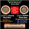 Image 1 : Mixed small cents 1c orig shotgun roll, 1917-d Wheat Cent, 1864 Indian Cent other end, brinks Wrappe
