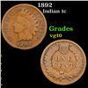 Image 1 : 1892 Indian Cent 1c Grades vg+