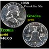 Image 1 : Proof 1958 Franklin Half Dollar 50c Grades GEM+ Proof