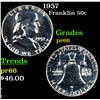 Image 1 : Proof 1957 Franklin Half Dollar 50c Grades GEM+ Proof