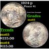Image 1 : 1924-p Peace Dollar $1 Grades GEM Unc