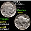 Image 1 : 1914-p Buffalo Nickel 5c Grades Choice+ Unc
