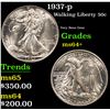 Image 1 : 1937-p Walking Liberty Half Dollar 50c Grades Choice+ Unc