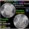 Image 1 : ***Auction Highlight*** NGC 1881-cc Morgan Dollar GSA Hoard $1 Graded ms63 By NGC (fc)
