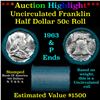 Image 1 : Bank Of America Uncirculated Franklin 50c Roll 1963 & P Ends