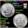 Image 1 : ***Auction Highlight*** 1892-o Morgan Dollar $1 Graded Select+ Unc By USCG (fc)