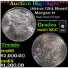 Image 1 : ***Auction Highlight*** NGC 1884-cc Morgan Dollar GSA Hoard $1 Graded ms65 By NGC (fc)