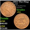 Image 1 : 1863 The Flag Civil War Token 1c Grades vf++