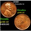 Image 1 : Proof 1940 Lincoln Cent 1c Grades Gem+ Proof Red