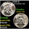 Image 1 : 1958-d Franklin Half Dollar 50c Grades Select Unc+ FBL