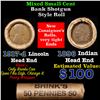Image 1 : Mixed small cents 1c orig shotgun roll, 1917-d Wheat Cent, 1896 Indian Cent other end, brinks Wrappe