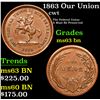 Image 1 : 1863 Our Union Civil War Token 1c Grades Select Unc BN