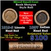 Image 1 : Mixed small cents 1c orig shotgun roll, 1919-s Wheat Cent, 1897 Indian Cent other end, brinks Wrappe