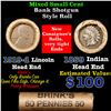 Image 1 : Mixed small cents 1c orig shotgun roll, 1919-d Wheat Cent, 1859 Indian Cent other end, brinks Wrappe