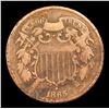 Image 2 : 1865 Plain 5 Two Cent Piece 2c Grades f+