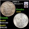Image 1 : NGC 1884-o Morgan Dollar $1 Graded ms63 By NGC