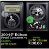 Image 1 : Proof 2004-P Edison Modern Commem Dollar $1 Graded GEM++ Proof Deep Cameo By USCG