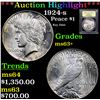 Image 1 : ***Auction Highlight*** 1924-s Peace Dollar $1 Graded Select+ Unc By USCG (fc)