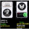 Image 1 : Proof NGC 1992-s Silver Eagle Dollar $1 Graded pr69 dcam By NGC