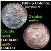 Image 1 : 1889-p Colorfully Toned Morgan Dollar $1 Grades GEM+ Unc By SEGS