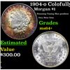 Image 1 : 1904-o Colofully Toned Morgan Dollar $1 Graded ms64+ By SEGS