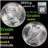 Image 1 : 1923-p Peace Dollar $1 Graded ms64+ By SEGS