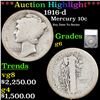 Image 1 : ***Auction Highlight*** 1916-d Mercury Dime 10c Graded g6 By SEGS (fc)