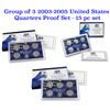 Image 1 : Group of 3 2003-2005 United States Quarters Proof Set - 15 pc set