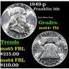 Image 1 : 1949-p Franklin Half Dollar 50c Grades Choice Unc+ FBL