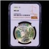 Image 2 : NGC 1923-p Peace Dollar Colorully Toned $1 Graded ms64 By NGC