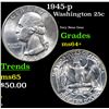 Image 1 : 1945-p Washington Quarter 25c Grades Choice+ Unc